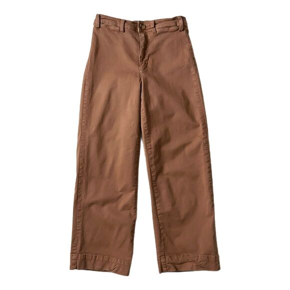 Marine Layer Bridget Crop Wide Leg Pant in Rust Brown Cotton Blend Size 4 - Picture 1 of 7
